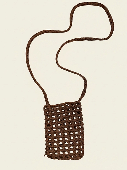 Сумка для телефона вязаная, коричневая, фото 1.