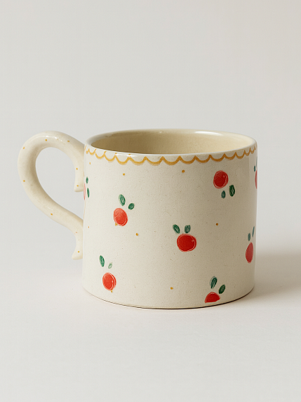 Кружка ручной работы прямая «Брусника», полуфарфор, 250 мл, фото 2.