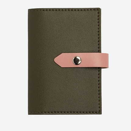 Обложка органайзер для документов с ремешком Kokosina bags, искусственная, хаки, фото 1.