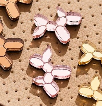 Серьги-гвоздики «Собаки из шариков», оргстекло, светло-розовый, фото 2.