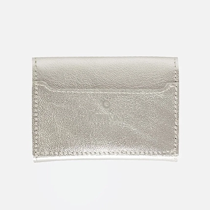 Cкладной кошелёк визитница ручной работы, Kokosina bags, натуральная кожа, серебряный, фото 2.