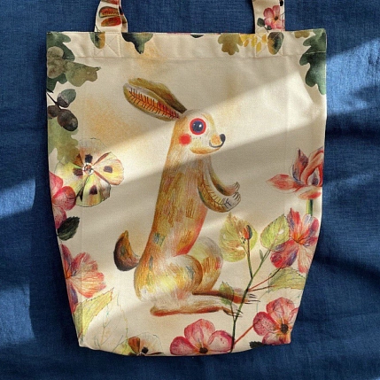 Сумка шоппер Забористый текстиль «Зайка», бежевый, фото 3.