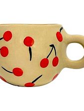 Кружка ручной работы с росписью Вишенки, круглая, керамика, 300 мл