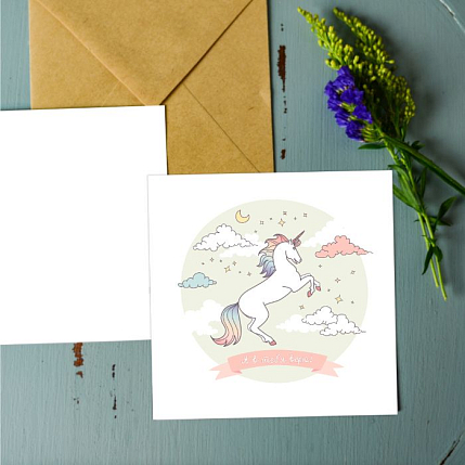 Открытка DARI DARI с единорогом «Я в тебя верю», квадртаная, фото 2.