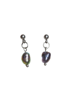 Серёжки-гвоздики с черным жемчугом, нержавеющая сталь