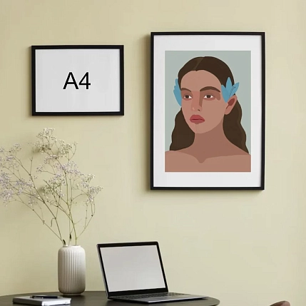 Постер интерьерный «Девушка с голубыми цветами», А3, фото 3.