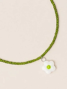 Чокер ручной работы Ловетанн керамика «Зеленый цветок», полуфарфор, бисер