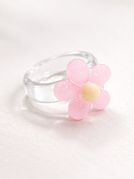 Кольцо ручной работы Цветок, полимерная глина, фото 1.