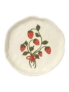 Тарелка ручной работы «Клубника», керамика, 15 см