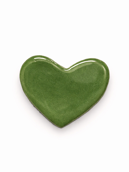 Брошь ручной работы Elizabeth Madar Сердце, тёмно-зеленая, керамика, фото 1.