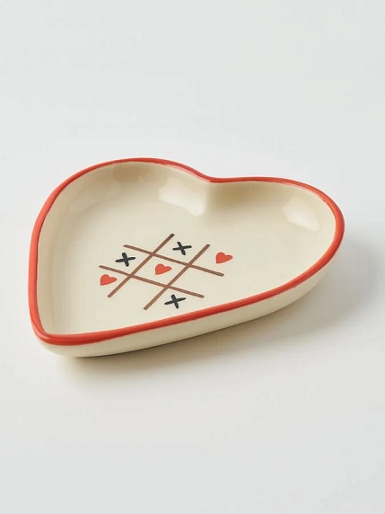 Тарелка ручной работы Ceramission в форме сердечка «Крестики / сердечки», керамика, 14см, фото 2.