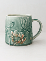 Кружка ручной работы «Бабочка», зеленая, фарфор, 430 мл, превью фото 1