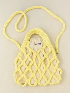 Авоська вязаная ручной работы, светло-жёлтая