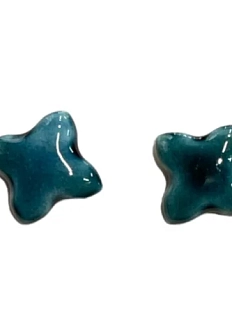 Серёжки-гвоздики КерамЕлКа «Крестики», керамика, бирюзовые