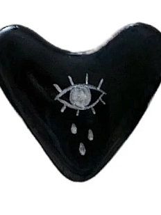 Брошь ручной работы Сердце плачущее, полимерная глина