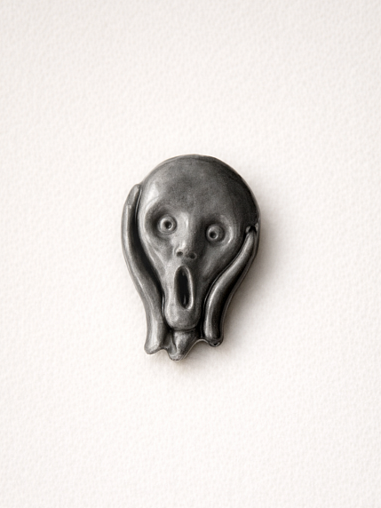 Брошь ручной работы Bulygin «Мунк», чёрная, фарфор, фото 5.