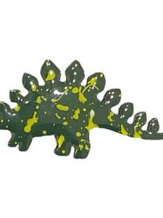 Брошь ручной работы «Стегозавр», тёмно-зелёная, дерево