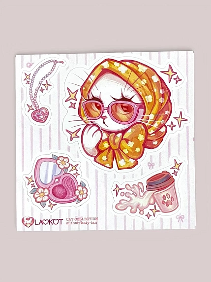 Виниловый стикерпак Лавкот «Кошка модница», 10х10см, фото 1.