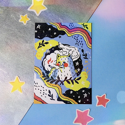 Магнит ШКЯ «Котик с сижкой», 10 х 7 см, фото 2.