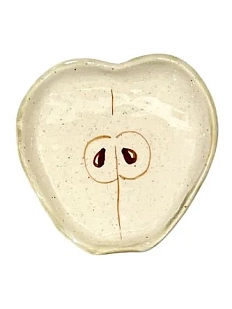 Блюдце ручной работы «Яблоко», белое, керамика