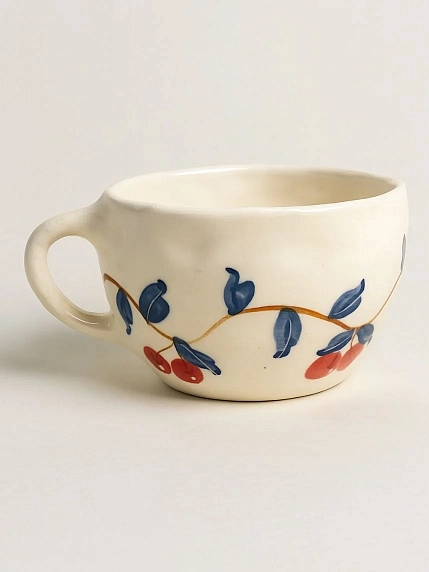 Кружка ручной работы Татко керамика «Вишенки на веточке», керамика, 300 мл, фото 1.