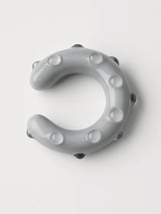 Кафф глянцевый Лампджой, стекло, серый в объёмный горошек