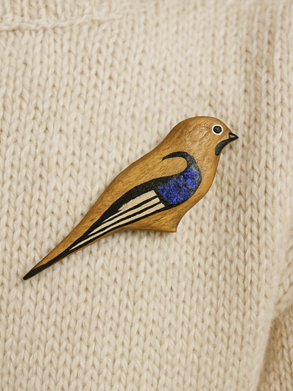 Брошь «Сойка», дерево, фото 4.