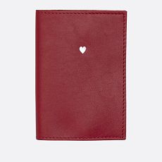 Обложка на паспорта с сердечком Kokosina bags, натуральная кожа, красная
