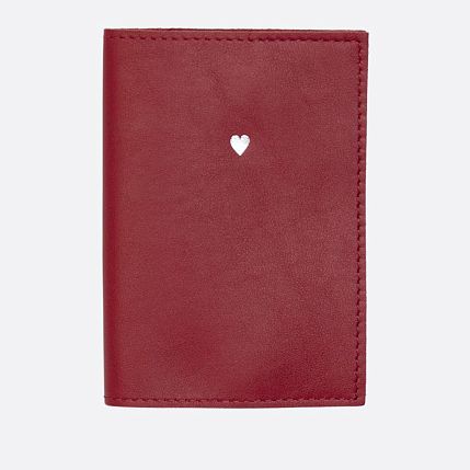 Обложка на паспорта с сердечком Kokosina bags, натуральная кожа, красная, фото 1.