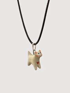 Подвеска ручной работы Боттери керамика «‎Котик белый», керамика