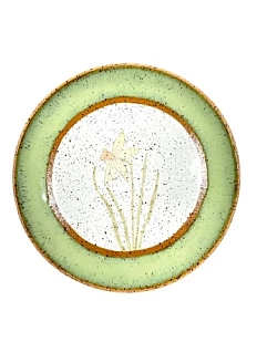 Тарелка ручной работы Нарцисс, зелёная, керамика, 20 см