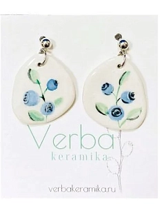 Серьги Верба керамика «Черника», керамика, белые