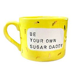 Кружка ручной работы «Be your own sugar daddy», жёлтая, керамика, 500 мл