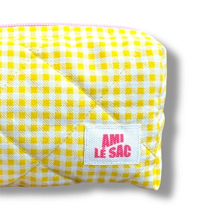 Косметичка ручной работы АМИ (Ami lé sac) «Bebesss», жёлтая клетка, фото 3.