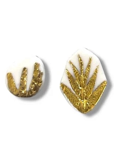 Серёжки-гвоздики из фарфора с позолотой «Веточки»