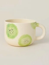 Кружка ручной работы Катя Вебер «Киви», белая, керамика, 350 мл, круглая