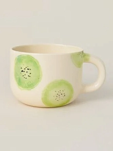Кружка ручной работы Катя Вебер «Киви», белая, керамика, 350 мл, круглая