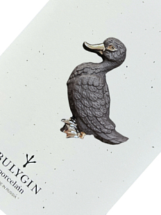 Брошь ручной работы Bulygin «Уточка», фарфор, чёрно-серебристая