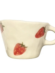 Чашка для чая ручной работы Клубника красная, керамика, 250 мл