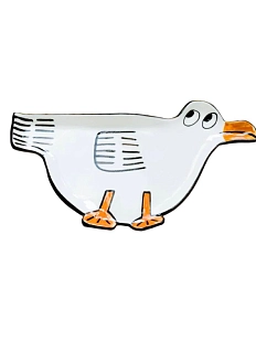 Тарелка ручной работы «Любопытная чайка», разноцветная, полуфарфор, 27 см