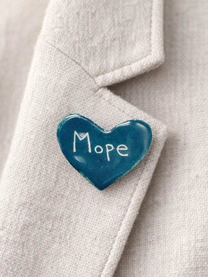 Брошь ручной работы Elizabeth Madar сердечко «Море», сине-зелёная, керамика, фото 2.