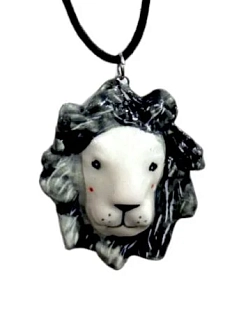 Подвеска ручной работы Мария Гордеева «Лев», чёрно-белый, керамика