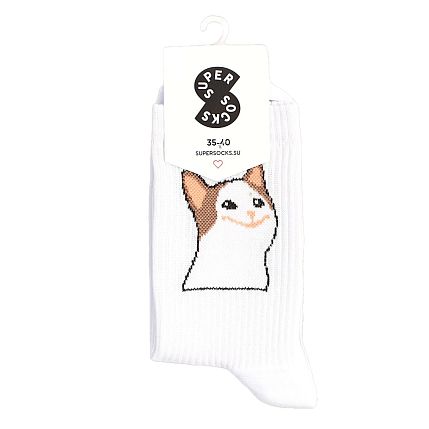 Носки «Кот А», р-р 35-40, белый, фото 1.