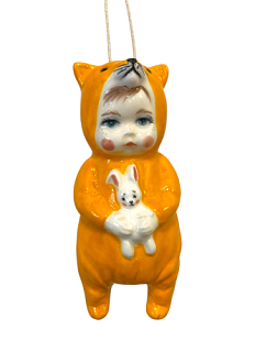 Ёлочная игрушка из фарфора «Малыш в костюме лисы», 10 см