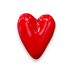 Кольцо ручной работы незамкнутое «Сердечко», красное, полимерная глина
