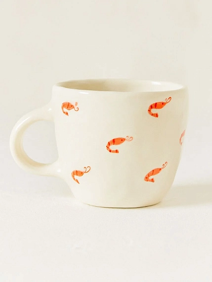 Чашка для чая ручной работы Креветки, керамика, 250 мл, фото 1.