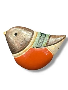 Брошь ручной работы Екатерина Юдо «Снегирь», охра, керамика