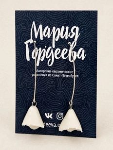 Серьги ручной работы Мария Гордеева «Цветы», белые, керамика