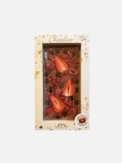 Шоколад молочный Чоколав с клубникой, малиной и черной смородиной, 90 г, фото 4.