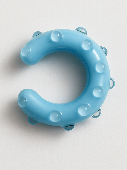 Кафф глянцевый, стекло, голубой в горошек, фото 1.